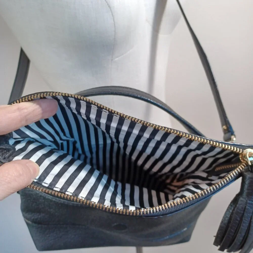 Kate Spade‎ New York Leather Bag Black Pebble Crossbody Handbag Purse